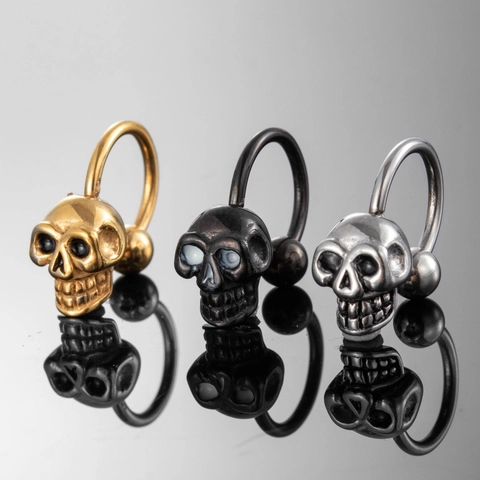 Skull Stud Earrings Punk Gothic Stainless Steel Cartilage Piercing Jewelry For Men Women Hip Hop Fashion Accessories
