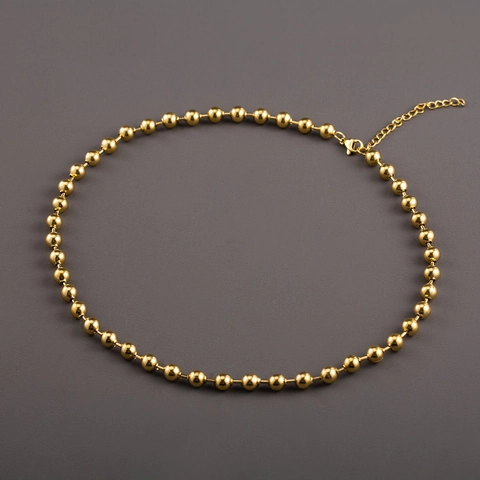 Minimalist Ball Chain Necklace Stainless Steel 18K Gold Plated High Polish Adjustable Clavicle Chain For Men Women