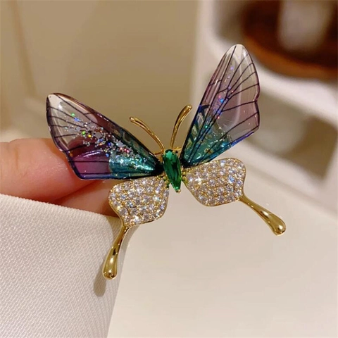 Elegante Legering Strass Vlinder Brosje Voor Dames Prachtige Insectenvorm Kleding Decoratie Accessoire Sieraden Cadeau