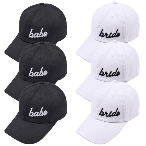 Casquette De Baseball En Coton Broderie Babe Bride Boucle Réglable Chapeau De Mariage Fête Visière Courbée