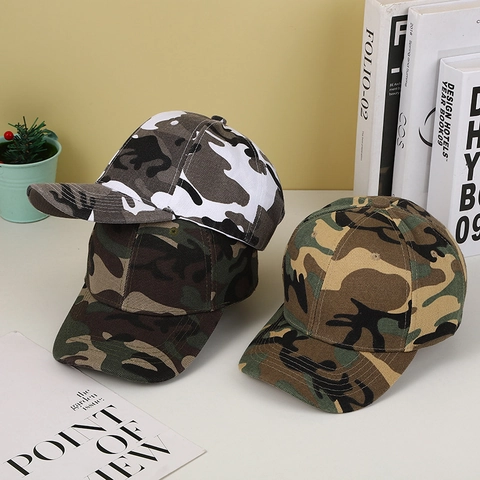 Unisex Camouflage Baseball Cap Sun Protection Outdoor Sports Hat Adjustable Polyester Camo Peak Cap For Men Women Kids
