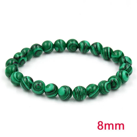 Natural Stone Beaded Bracelet Tiger Eye Amethyst Malachite Agate Elastic Rope Handmade Unisex Gift Jewelry