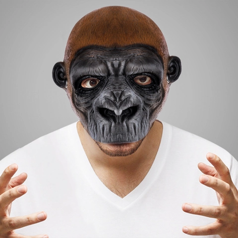 Realistische Gorilla Maske PU Latex Affe Kopfbedeckung Halloween Karneval Party Cosplay Kostüm Neuheit Tier Gesichtsmaske Erwachsen
