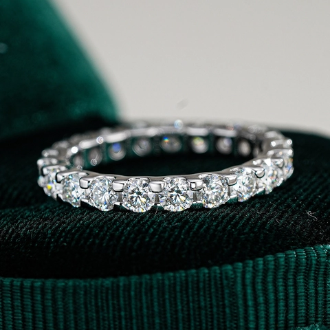 925 Sterling Zilver Eternity Ring Voor Vrouwen Minimalistische Hip Hop Moissaniet Asymmetrische Pave Ingelegde Ring Sieraden Cadeau