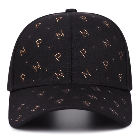 Fashion Baseball Cap Cotton Twill Rhinestone Letter Pattern Adjustable Curved Brim Streetwear Casual Hat