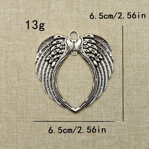 Antik Silber Engel Flügel Herz Anhänger Legierung Vintage DIY Schmuckherstellung Zubehör Weihnachtsdekoration