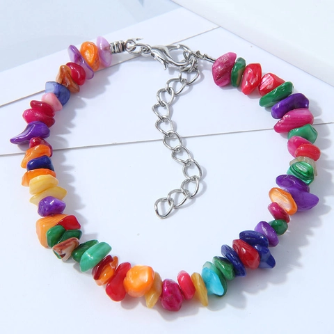 Natural Crushed Stone Armband Legierung Verstellbar Edelstein Minimalistisch Boho Unregelmäßig Poliert Schmuck Für Frauen