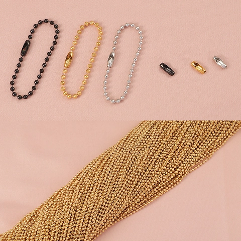 Ball Bead Chain Necklace 304 Stainless Steel DIY Jewelry Making Minimalist Fashion Unisex With Connector Clasps