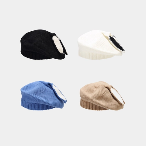 Dames Gebreide Baret Met Konijnenoren Schattige Wintermuts Warm Acryl Mode Schilder Pet Japanse Stijl Zoet Accessoire