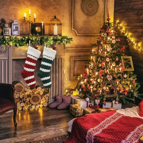 Calze Di Natale In Maglia Righe Trama Bolla Sacchetti Regalo Appesi Decorazione Festiva Per Camino