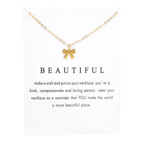 Collar con Colgante de Lazo de Acero Inoxidable Con Tarjeta Inspiradora Joyería de Cadena Delgada Chapada en Oro Plata para Niños Niñas