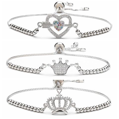 Verstellbares Bolo Armband Kupfer Zirkonia Herz Krone Flugzeug Lebensbaum Hamsa Hand Schmuck Für Damen