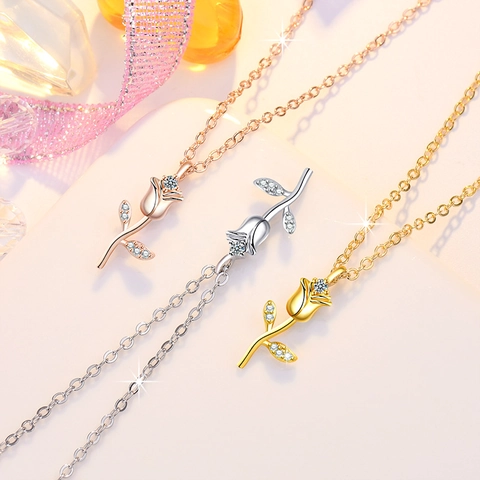 Collana Con Ciondolo A Fiore Di Rosa Rame Micro Pavè Zirconia Vintage Romantico Gioielli Di Moda Per Donna Regalo
