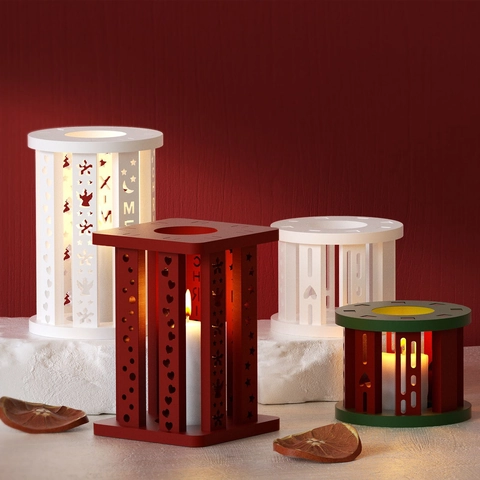Weihnachts Laterne Kerzenhalter Silikonform DIY Harz Gips Guss Frohe Weihnachten Xmas Hohle Stern Herz Design