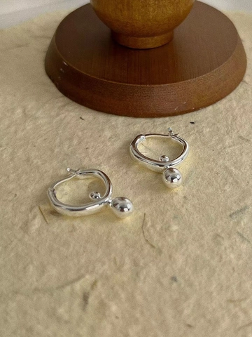 Orecchini a Cerchio in Argento Sterling 925 per Donna Orecchini Minimalisti con Pendente a Goccia d'Acqua Gioielli Lucidi in Argento