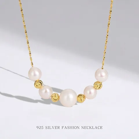 French Minimalist 925 Sterling Silver Freshwater Pearl Necklace For Women Dainty Thin Chain Choker Elegant Jewelry Gift
