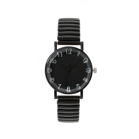 Mode Quarz Uhr Damen Minimalistisch Künstlerische Zahlen Rundes Zifferblatt Edelstahl Elastisches Dehnband Student Casual Armbanduhr