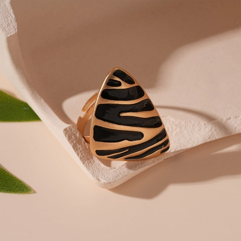 Vintage Dreieckiger Offener Ring Für Damen Legierung Emaille Zebra Leopard Print Verstellbarer Einfacher Finger Schmuck