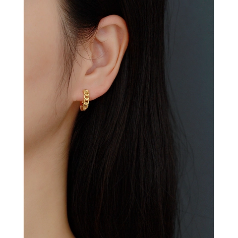925 Sterling Silver Hoop Earrings Twist Chain Link Design Geometric Minimalist Ins Style For Women