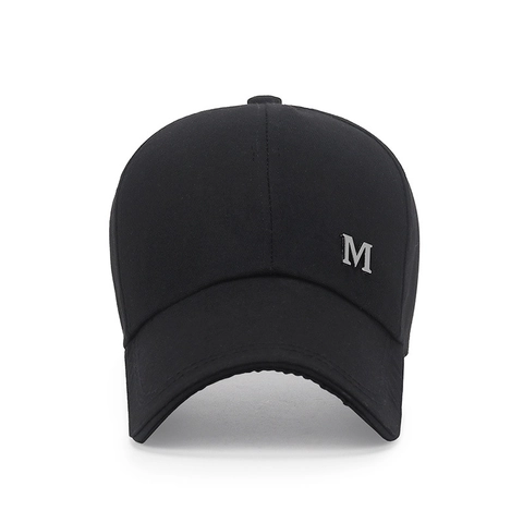 Cappello Da Baseball In Tela Con Lettera M Metallo Tesa Lunga Protezione Solare Regolabile Per Esterno Uomo Donna
