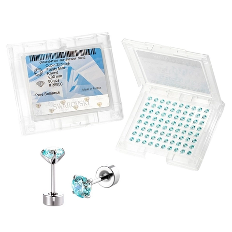 Ronde Cubic Zirconia Kraakbeen Stud Oorbellen Titanium Staal Schroef Platte Achterkant Piercing Sieraden Mode Vrouwen