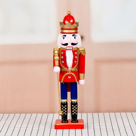 Casse-Noisette Soldat Roi En Bois Décoration De Noël Traditionnelle Figurine Artisanale Avec Vêtements En Tissu Et Boîte Cadeau