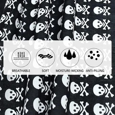Cotton Skull Print Square Scarf Bandana Paisley Hip Hop Punk Headwear For Outdoor Sports Motorcycle Biker Head Wrap Face Mask