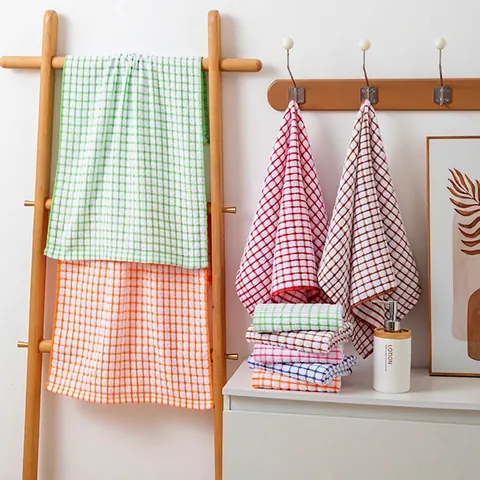 Strofinacci In Puro Cotone Asciugamani Da Cucina A Quadretti Colorati Panni Per Pulizia Grandi Morbidi E Assorbenti