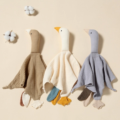 Baby Security Blanket Soothing Towel Soft Cotton Muslin Goose Shape Breathable Sleep Aid Newborn Infant Toy