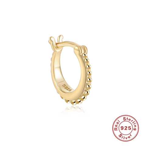 925 Sterling Silver Beaded Hoop Earrings For Women Minimalist Geometric S925 Ear Buckle Small Circle Jewelry