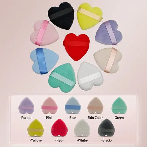 Herzförmige Puderquaste Kristall Samt Weicher Schwamm Für Trockene Anwendung Mit Bandgriff Professionelles Make-up-Tool