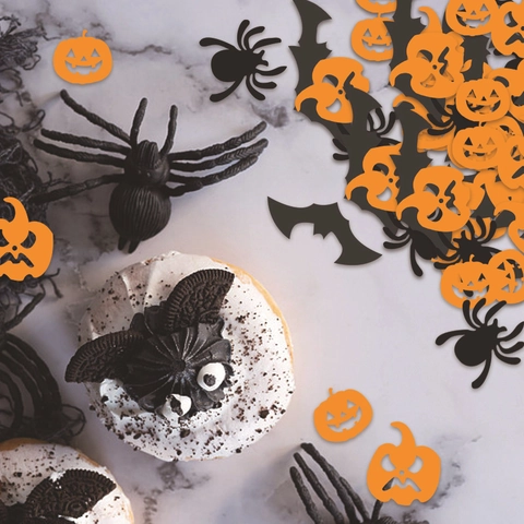 Confettis Halloween Citrouille Araignée Chauve-souris Formes Carton Décorations De Table Fournitures De Fête Ornement Effrayant