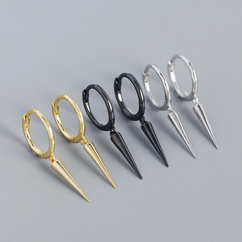 Orecchini A Cerchio Con Punta Punk Argento Sterling 925 Pendente A Cono Gioielli Minimalisti Per Donne