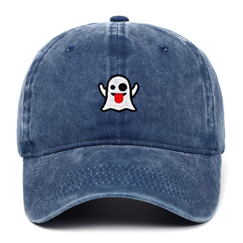 Casquette De Baseball Broderie Fantôme Halloween Coton Lavé Vintage Ajustable Chapeau Papa Protection Solaire Plein Air