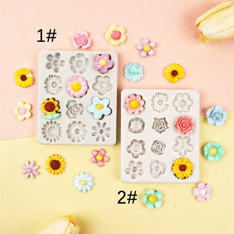 Blumen Silikonform 12 Loch Gänseblümchen Sonnenblume Rosenform Für DIY Fondant Schokolade Tortendeko Ton Handwerk