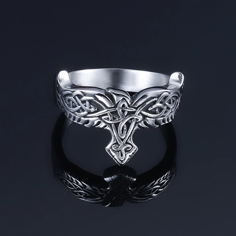 Anillo De Acero Inoxidable Vikingo Retro Nudo Celta Nórdico Totem De Águila Banda Grabada Joyería Hip Hop Para Hombres Y Mujeres