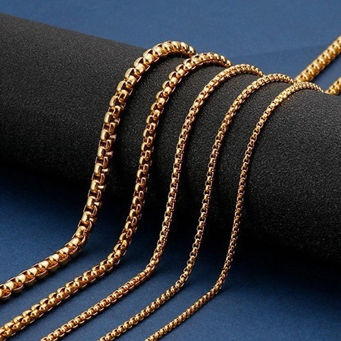 Collana A Catena Box In Acciaio Inossidabile Placcato Oro Maglie Quadrate Gioielli Hip Hop Minimalisti Per Uomini Donne