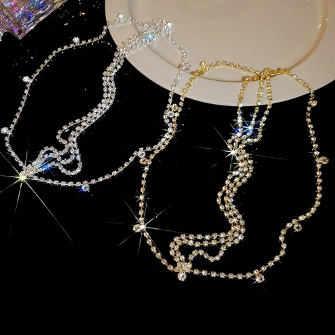 Rhinestone Multi-Layer Head Chain Alloy Forehead Hair Jewelry For Women Wedding Party Luxury Bohemian Style Elegant Shiny
