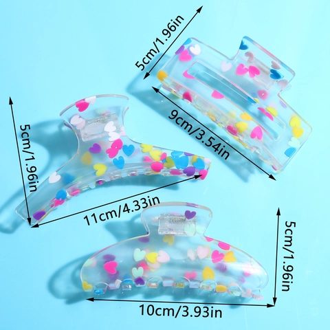 Dopamin Candy Farbe Transparent Haarspangen Damen Mode Acetat Herz Muster Hai Clips Große Haargreifer Barrette Zubehör