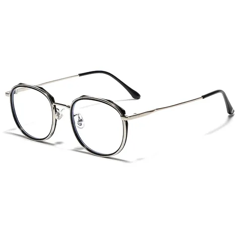 Occhiali Anti-Luce Blu TR90 Rotondi Retro Per Uomo Donna Montatura in Metallo Vintage Protezione UV400 Ottici per Computer