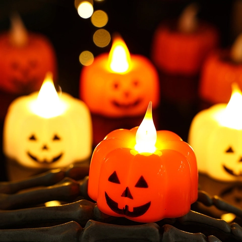 Lumière De Bougie Citrouille LED Halloween Plastique Brillante Jack-O-Lantern Araignée Toile Table Décoration De Fête
