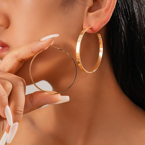 Minimalist Geometric Hoop Earrings Large Round Polished Copper With 925 Sterling Silver Earring Post For Women Fashion Accessory