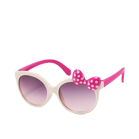 Occhiali Da Sole Bambini Fiocco A Pois Montatura Rotonda Protezione UV400 Lenti Sfumate Moda Carina Per Ragazze