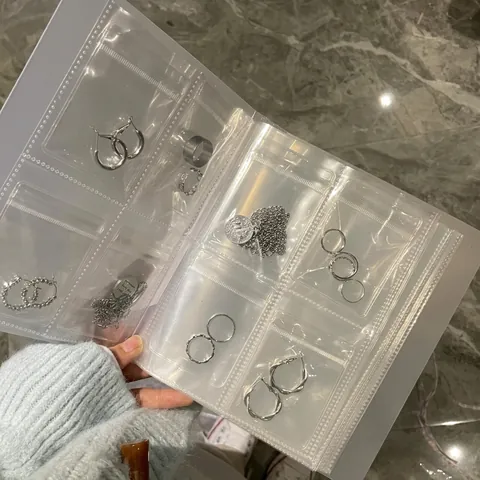 Schmuck Aufbewahrungsalbum Transparentes PVC Organizer Buch Oxidationsschutz Staubdicht Mehrere Taschen Für Ohrringe Ringe Halsketten