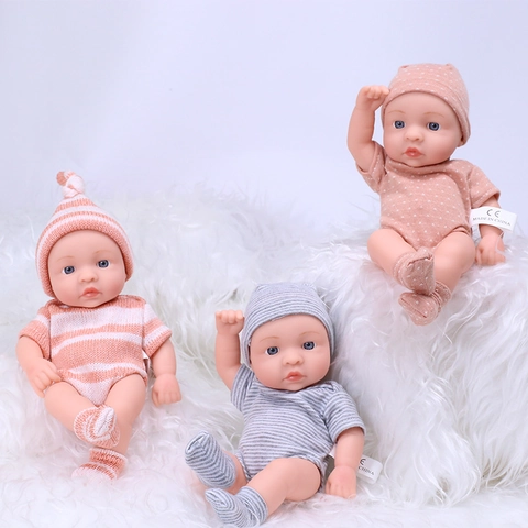 Realistic Reborn Baby Doll Vinyl Silicone Soft Lifelike With Knitted Romper Hat And Socks Handmade For Toddlers Kids Play
