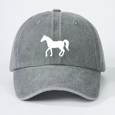 Gorra De Béisbol De Algodón Lavado Estampado Silueta De Caballo Sombrero De Sol Vintage Ajustable Unisex Aire Libre