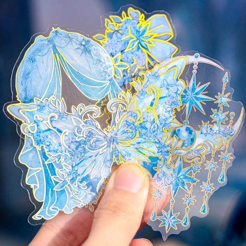 Vintage Floral Butterfly Decorative Stickers Waterproof PET Bronzing DIY Journaling Scrapbook Supplies