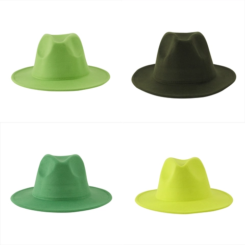 Fedora Hat Wide Brim Cotton Polyester Felt Retro Jazz Cap Vintage Pinched Crown Solid Color Elegant For Women Men