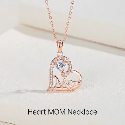 925 Sterlingsilber Mom Herz Anhänger Halskette Zirkonia Eingelegte Liebe Herz Kette Für Damen Muttertag Schmuck Geschenk