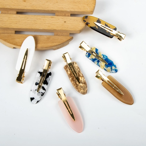 Pinzas Para El Cabello De Pico De Pato Vintage Acetato Acrílico Y Metal Dorado Antideslizante Sin Costuras Patrón De Carey Mármol Para Mujeres Niñas